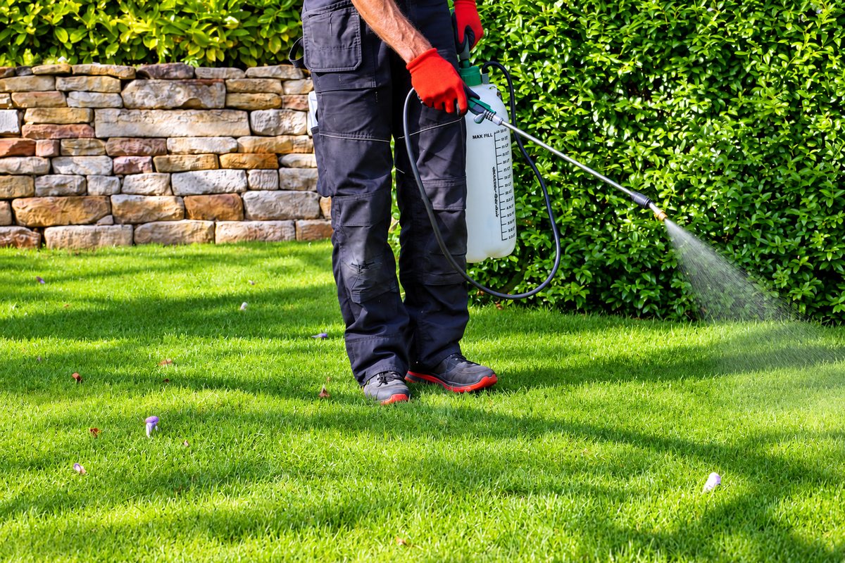 Outdoor application along maintained landscaping.